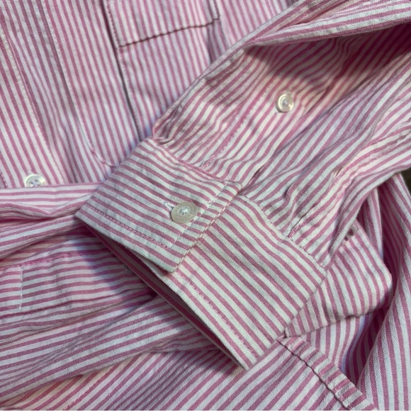 Royce Brand Pink & White Seersucker Long-Sleeve Ventilated Shirt, Size Large - Picture 7 of 8